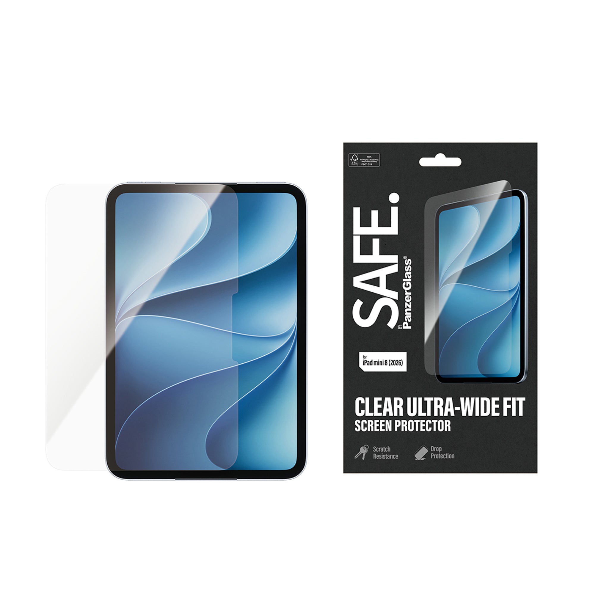 SAFE. by PanzerGlass® Skærmbeskyttelse iPad Mini 8 (2026) | Ultra-Wide Fit
